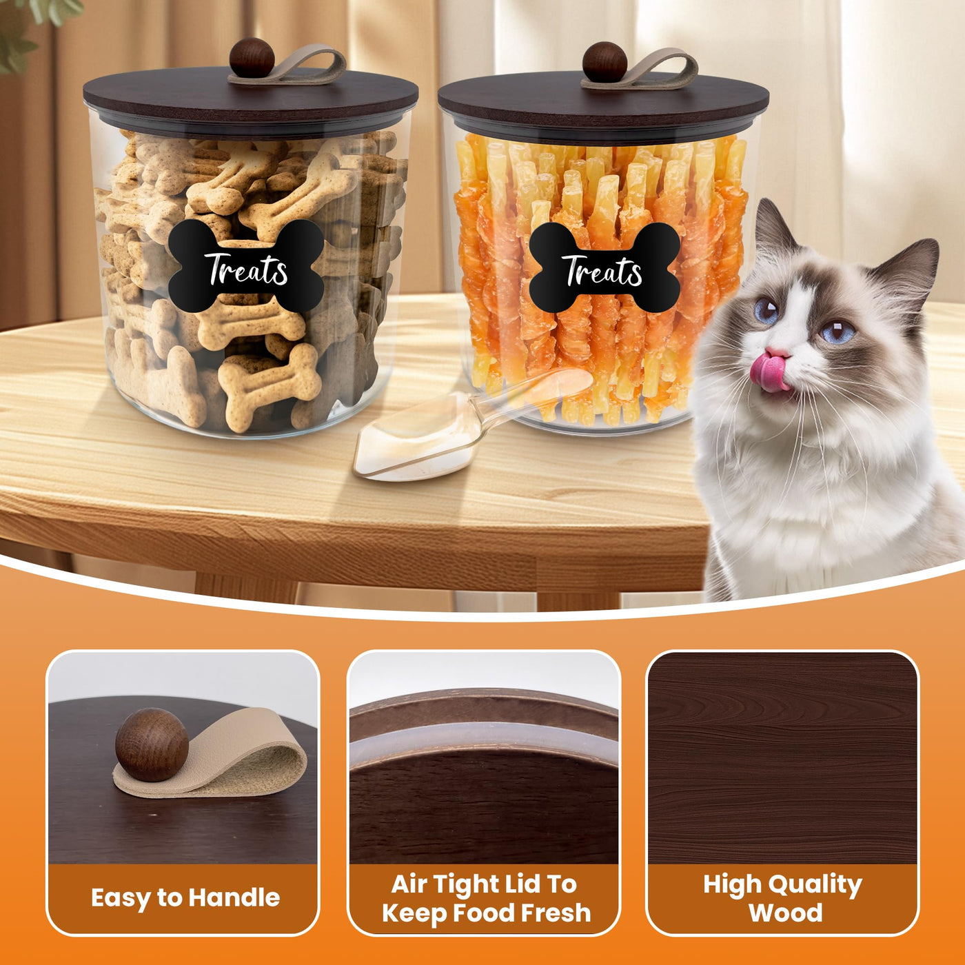 Airtight Dog Food Storage Container with Bamboo Lid