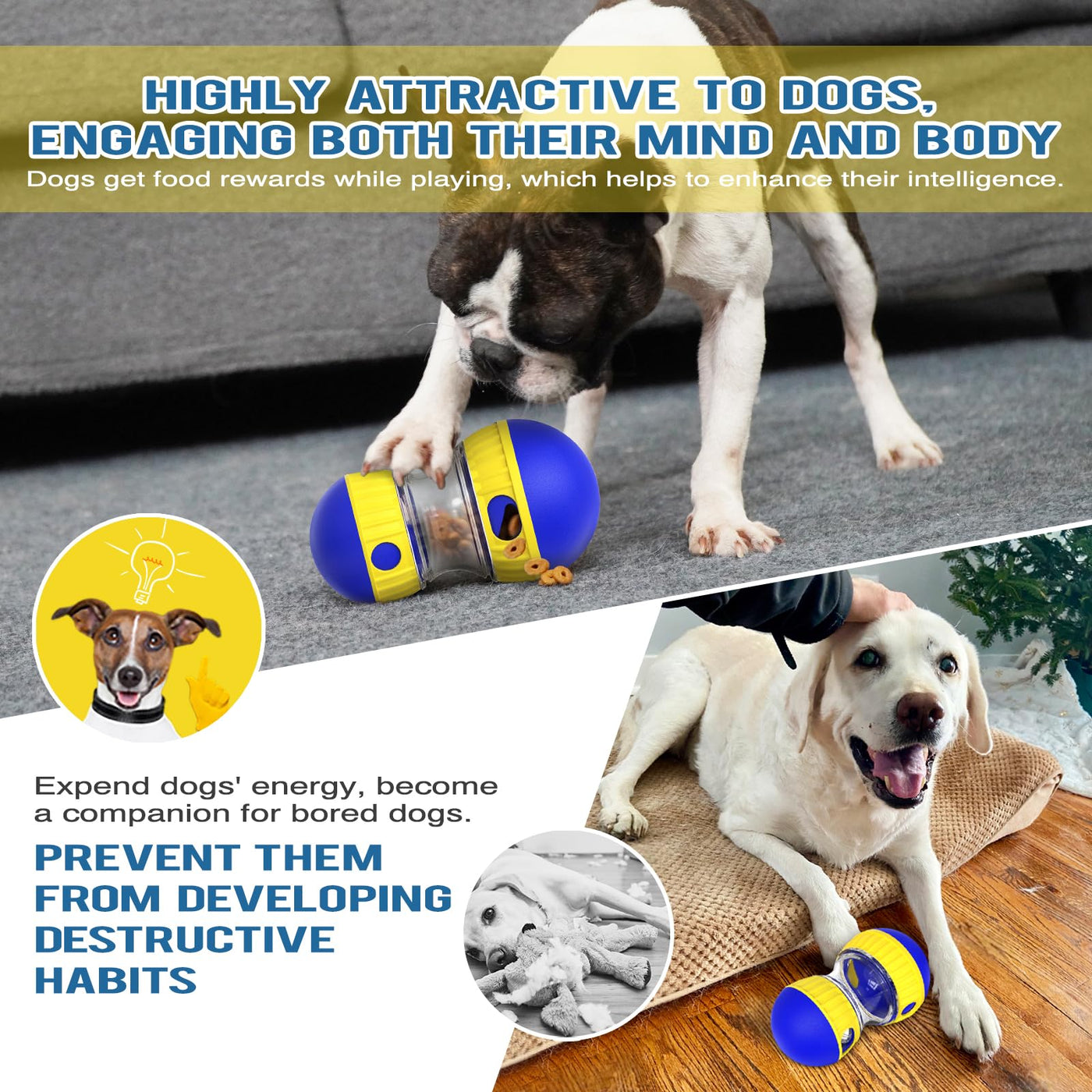 Interactive Dog Treat Dispensing Ball Toy for Play