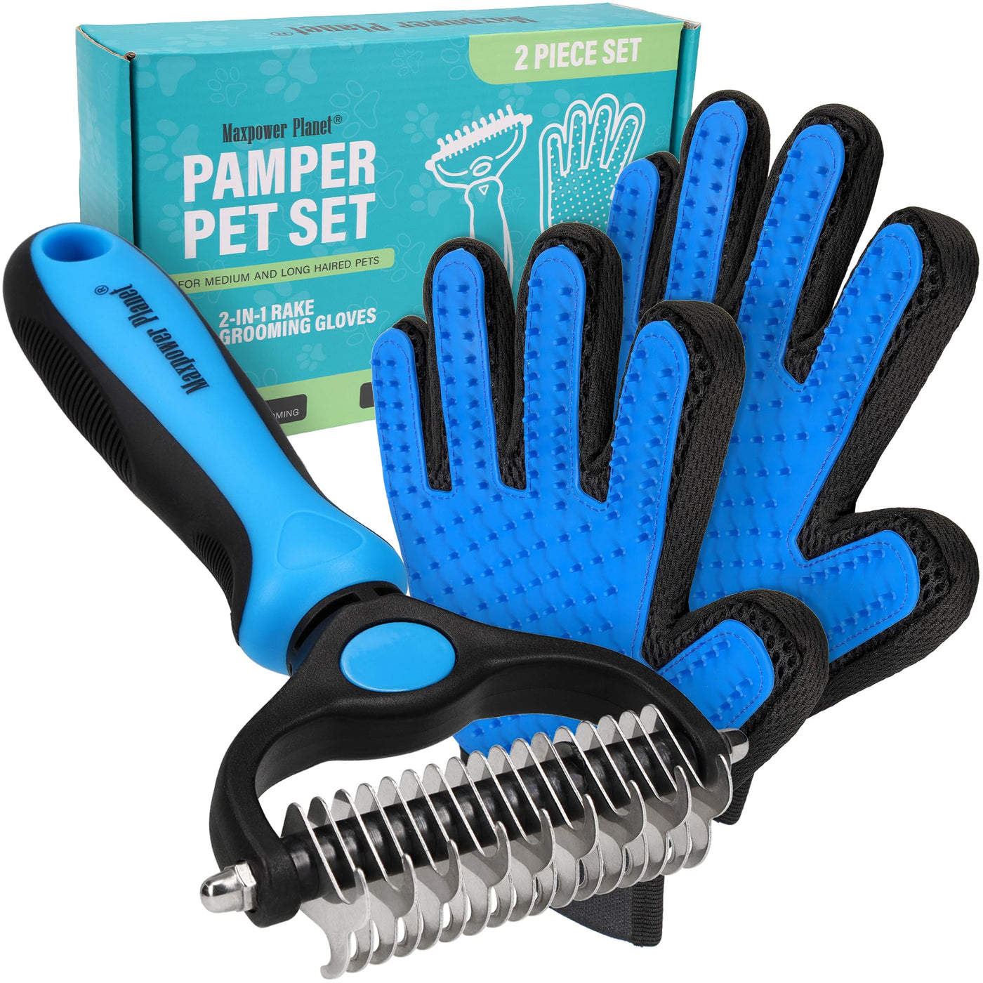 Double-Sided Dematting & Shedding Rake for Dogs & Cats