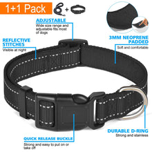 Reflective Padded Nylon Dog Collar with Neoprene Lining