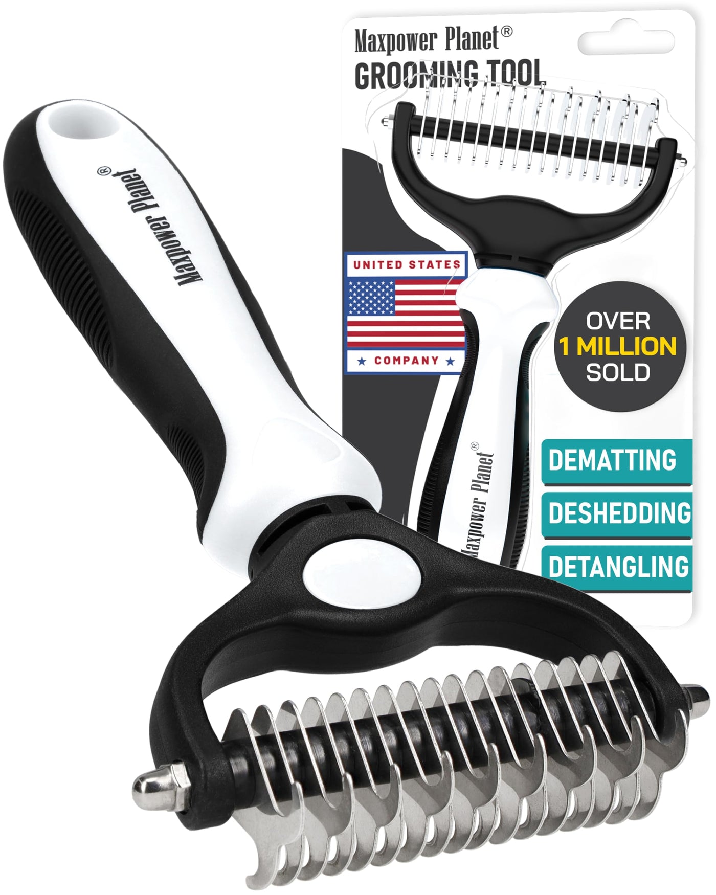 Double-Sided Dematting & Shedding Rake for Dogs & Cats
