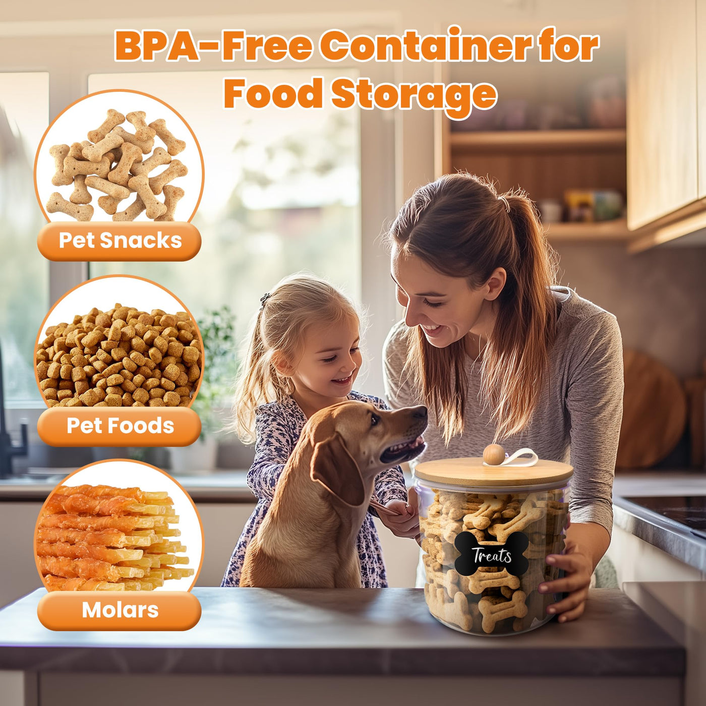 6-Pack Airtight Dog Treat Containers with Bamboo Lids