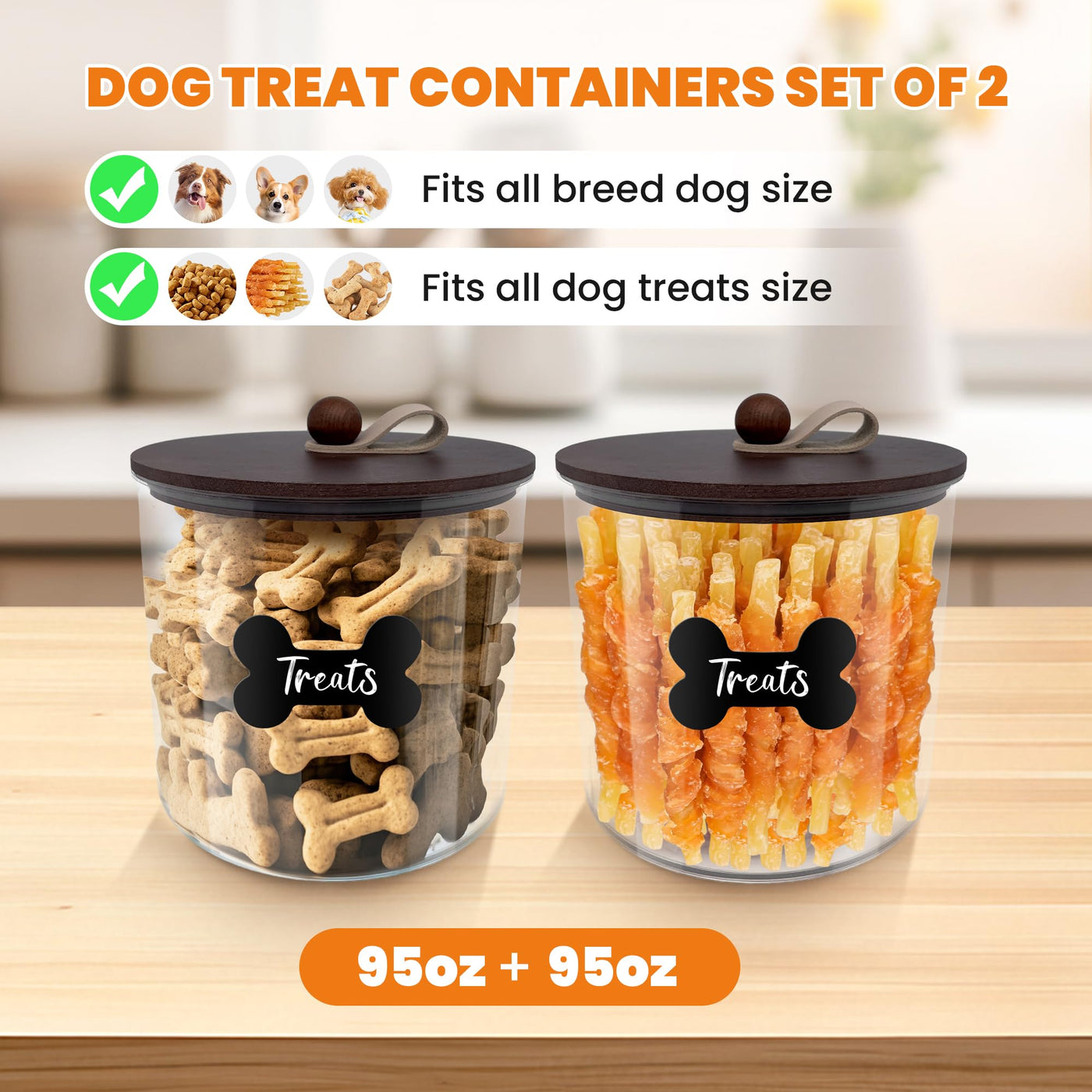 Airtight Dog Food Storage Container with Bamboo Lid