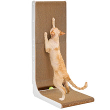 L-Shaped Cardboard Cat Scratcher Pad with Ball Toy