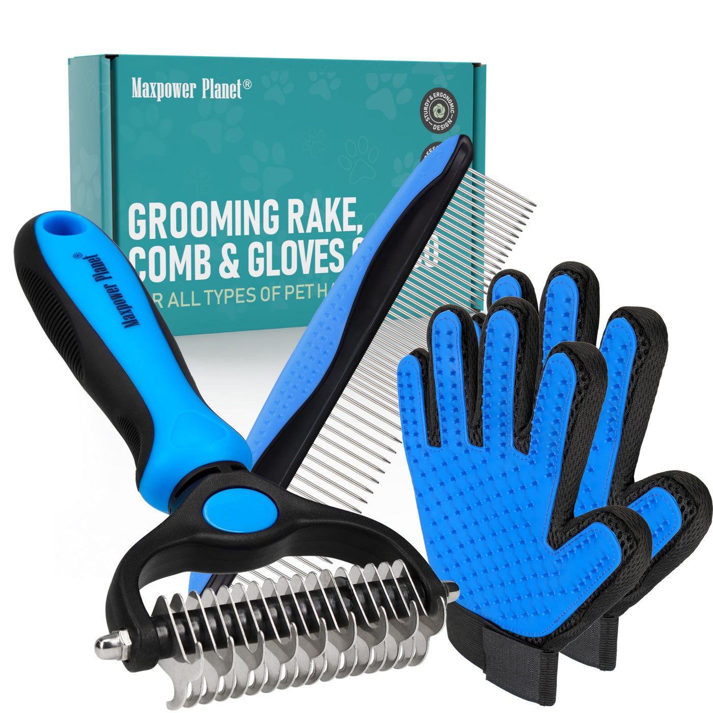 Double-Sided Dematting & Shedding Rake for Dogs & Cats