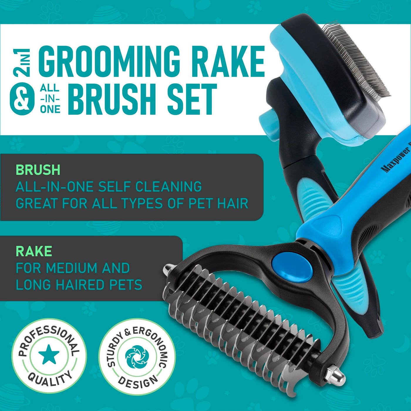 Double-Sided Dematting & Shedding Rake for Dogs & Cats