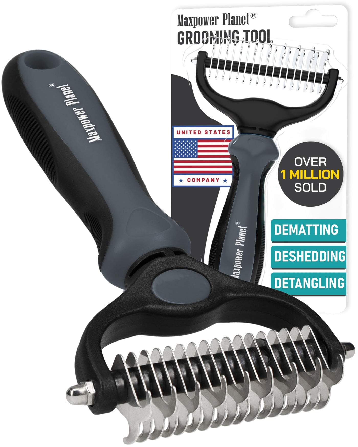 Double-Sided Dematting & Shedding Rake for Dogs & Cats