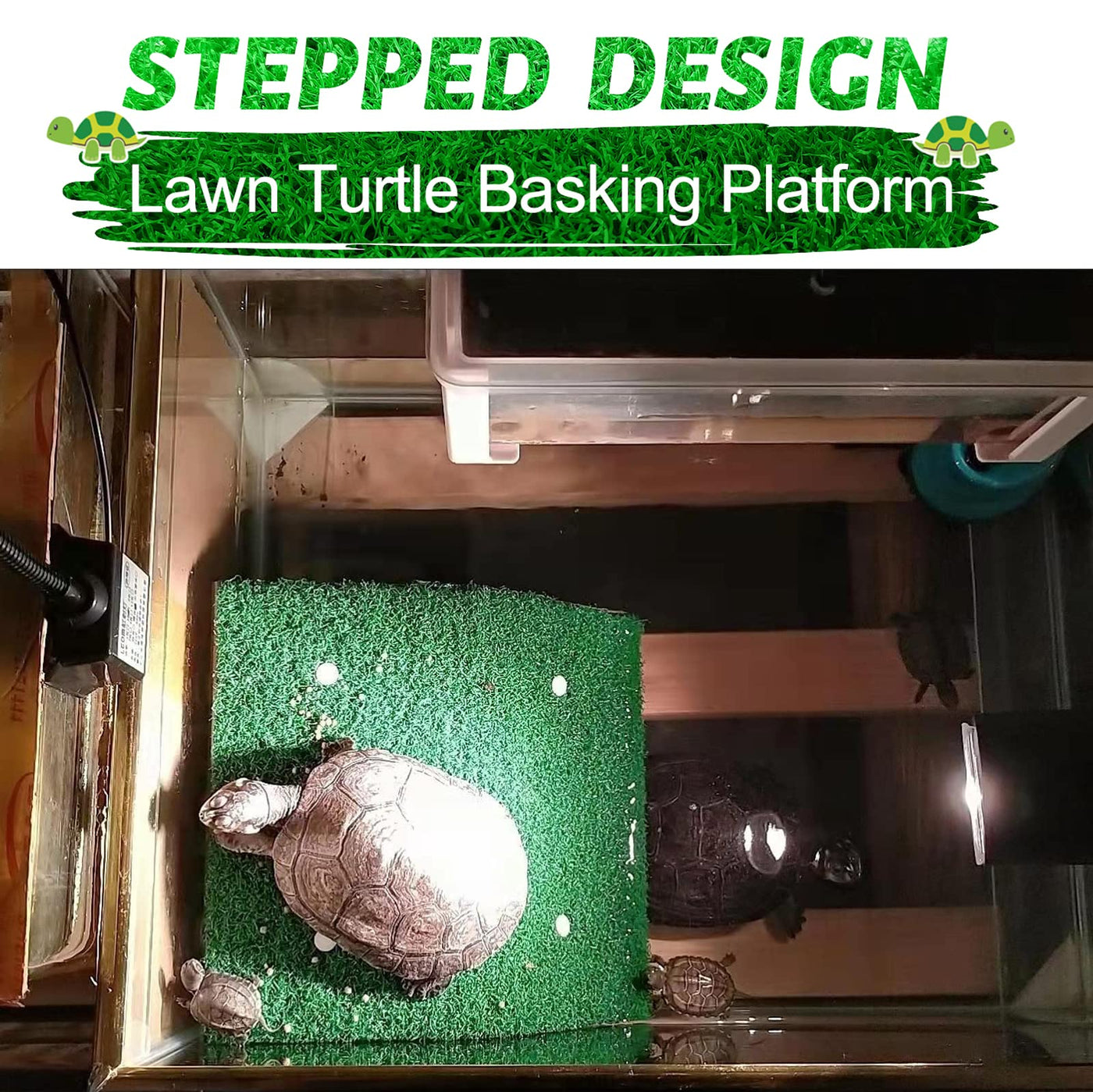 Turtle Basking Platform with Grass Aquarium Ramp
