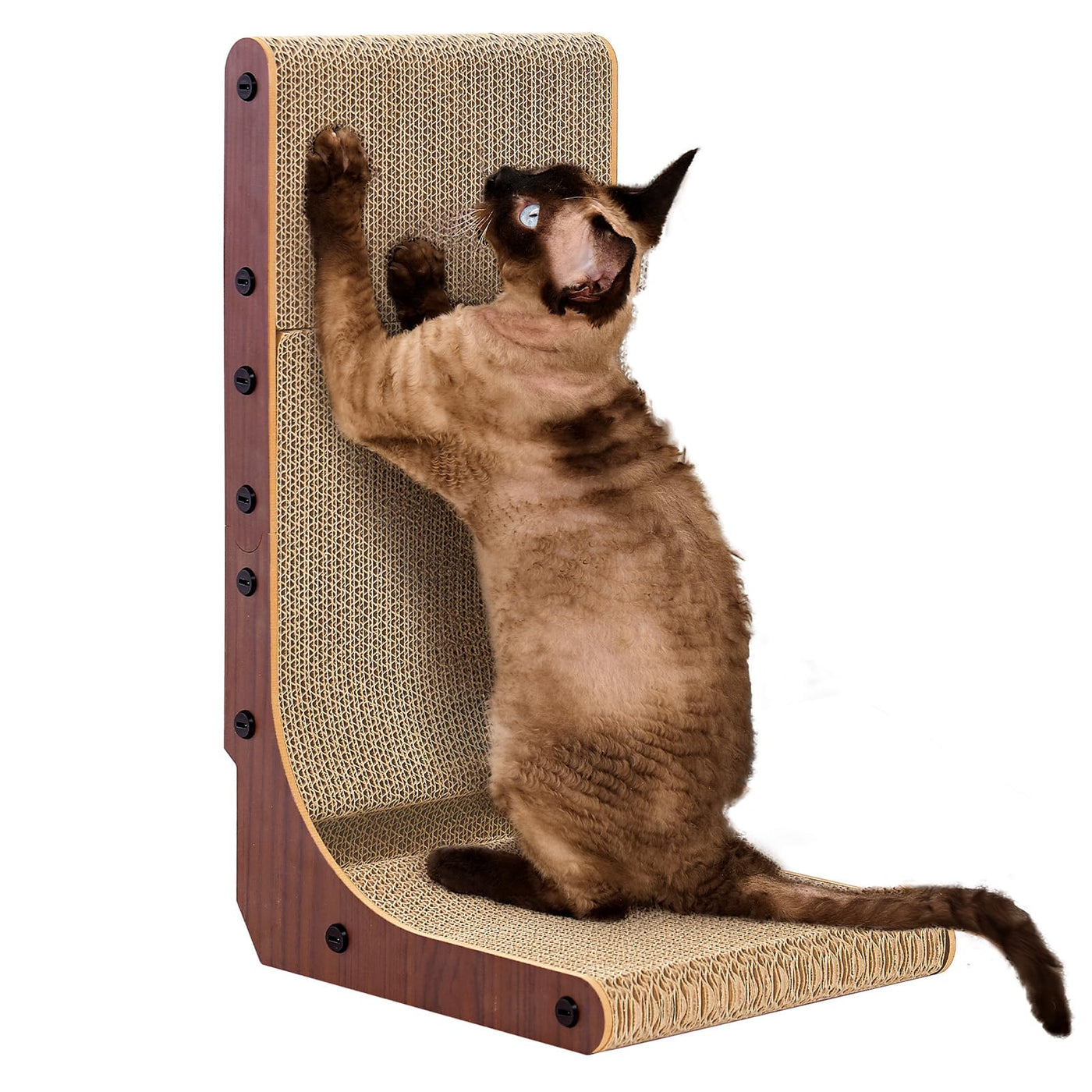 L-Shaped Cardboard Cat Scratcher Pad with Ball Toy
