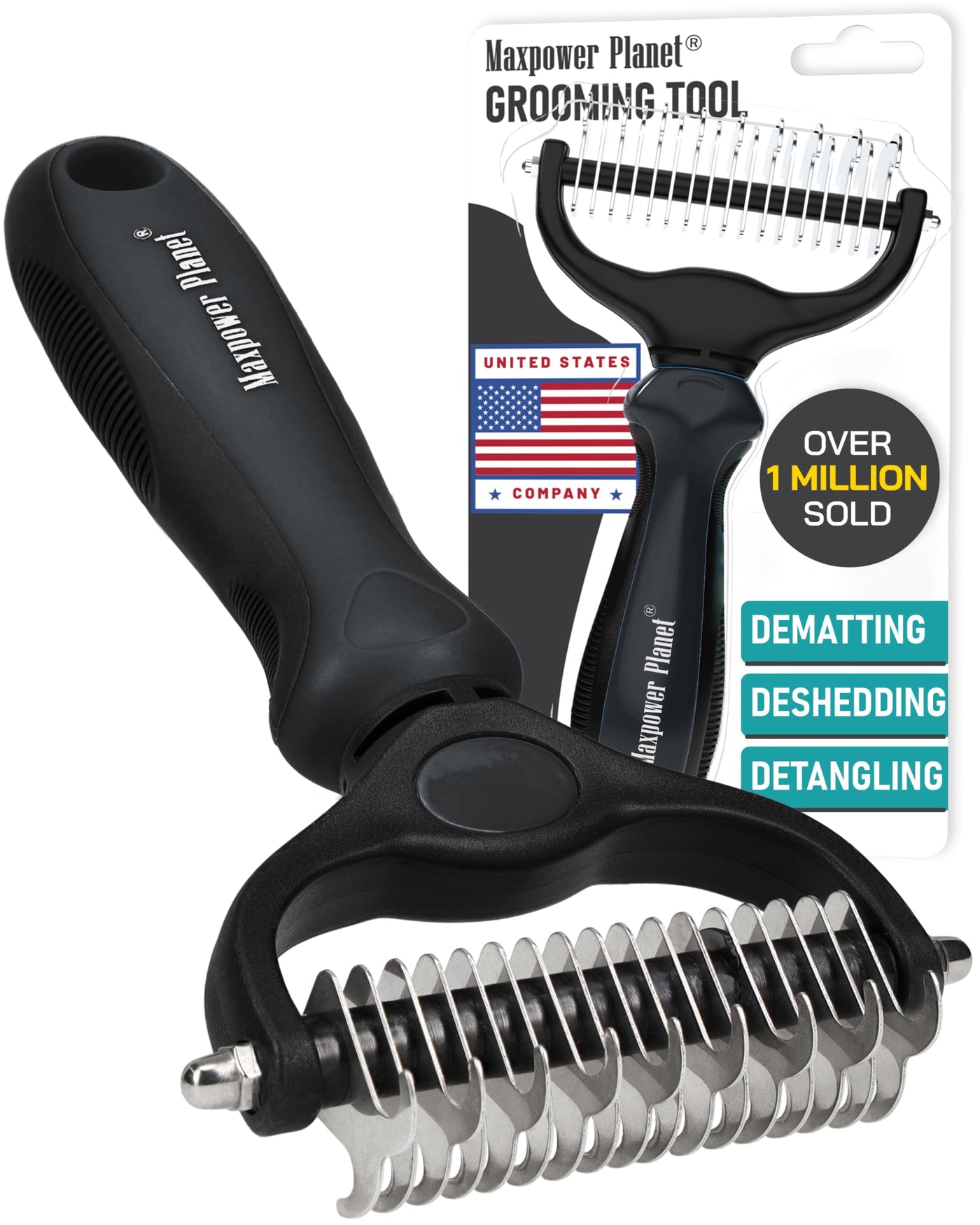 Double-Sided Dematting & Shedding Rake for Dogs & Cats