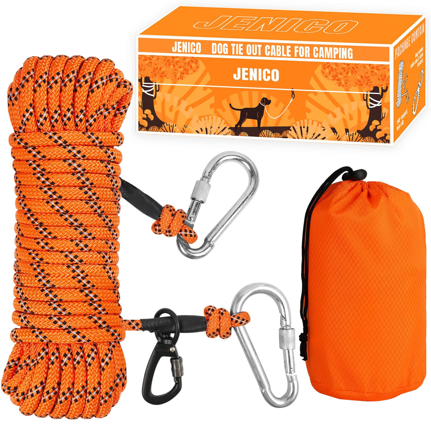 Portable Reflective Dog Tie-Out Trolley Cable for Camping