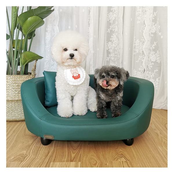 Luxury PU Leather Pet Sofa Bed with Solid Wood Frame