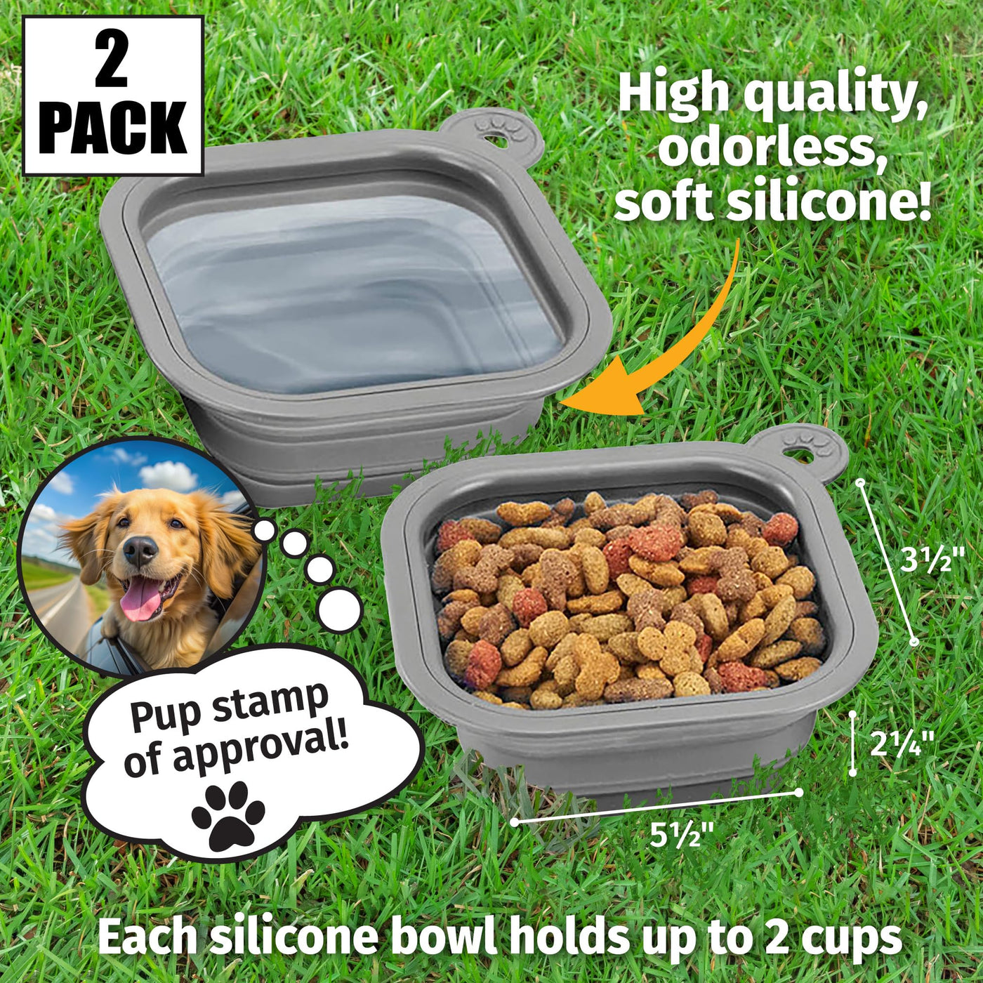Collapsible Silicone Travel Bowls for Dogs & Cats