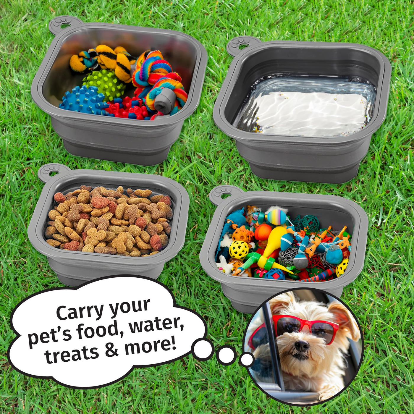 Collapsible Silicone Travel Bowls for Dogs & Cats